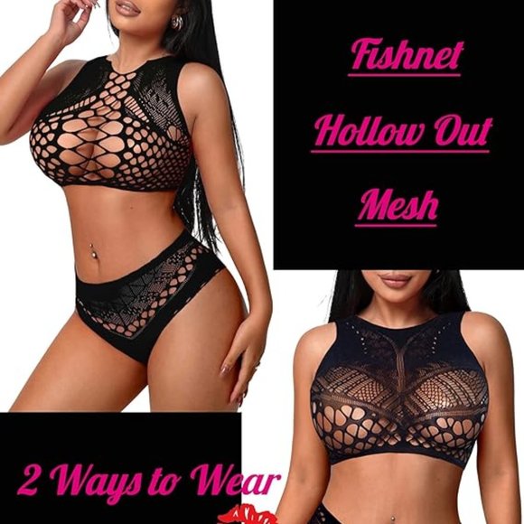 Fishnet Lingerie Two Piece - Picture 4 of 4